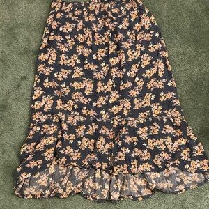 Pink Rose floral summer skirt size M stretchy waist